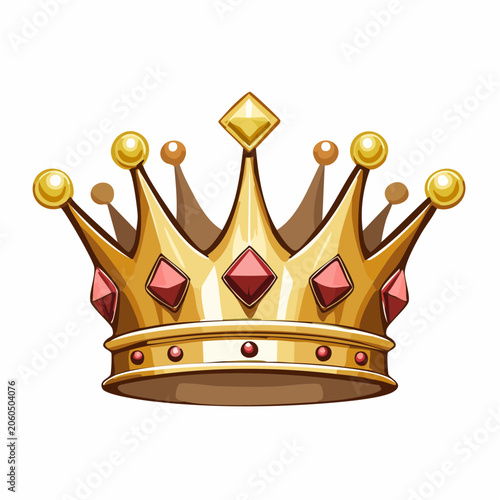 Golden Crown with Red Jewels