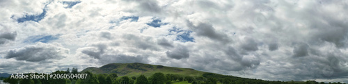 Konstfotografi Aerial Wide Angle Panoramic View of Lake Districts Valley and Mountains of UK
