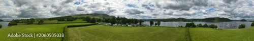 Φωτογραφία Aerial Wide Angle Panoramic View of Lake Districts Valley and Mountains of UK