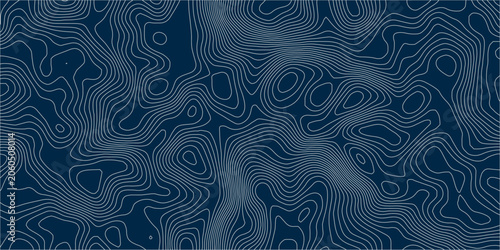 Canvastavla Abstract Topographic Map Background in Navy Blue with White Contour Lines, Geographic Elevation Relief Pattern and Modern Seamless Cartography Design