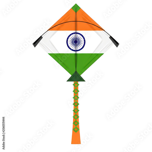 Colorful indian kite with national emblem design