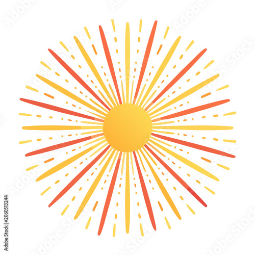 Stylized sunburst with radiating lines and dots