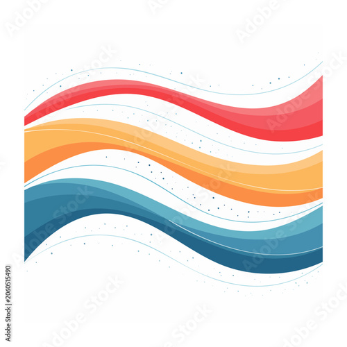 Abstract colorful wavy lines on white background