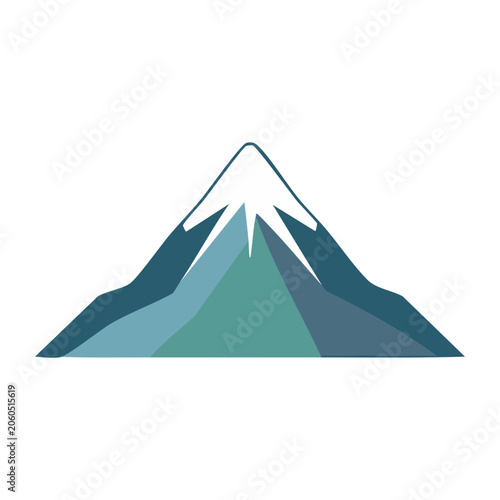 Flat design mountain icon with snow peak