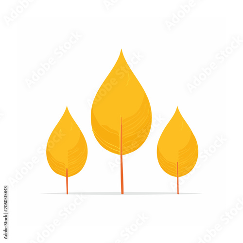 Flat Design Yellow Autumn Leaves Illustration