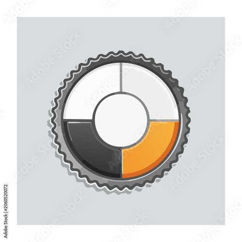 Flat design pie chart icon with transparent background