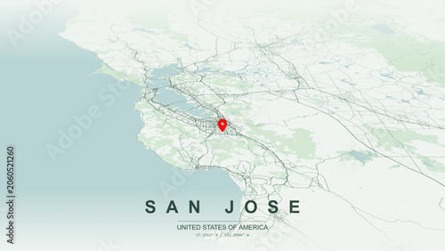 Photos Modern minimalist vector map of San Jose, California, USA