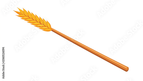 Golden Wheat Grain on Stem.