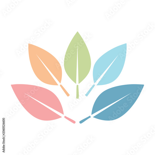 Flat Design Colorful Leaves Icon Set