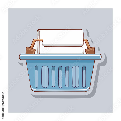Flat design shopping basket with paper and handles