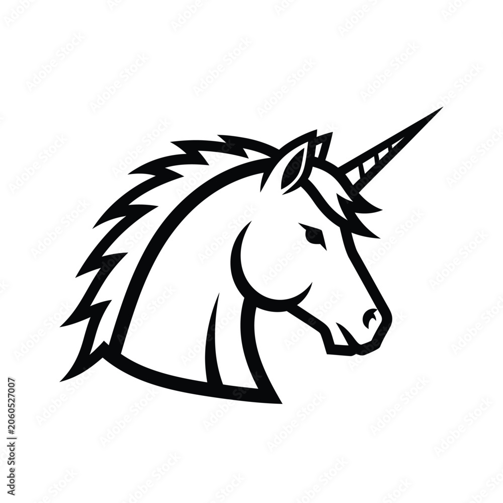 Fototapeta premium Stylized unicorn head silhouette for a creative digital vector graphic illustration