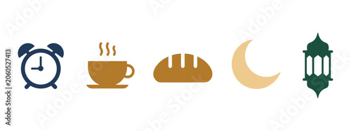 Foto Ramadan Icons: A set of Islamic symbols representing fasting and feasting