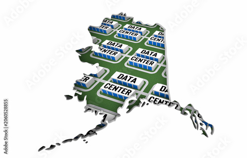 Alaska AK Map Data Centers Building Development State Law Ban Regulation 3d Illustration