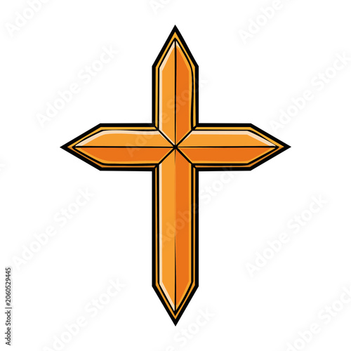 Orange Christian Cross Symbol