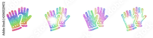 Foto Rainbow sketch ironworker gloves icon design set