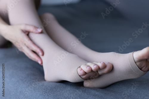 Obraz na płótnie Medical Compression stockings and tights for varicose veins and venouse therapy