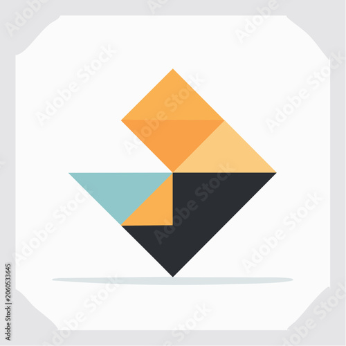 Abstract Geometric Logo Design with Orange, Blue, and Black Shapes