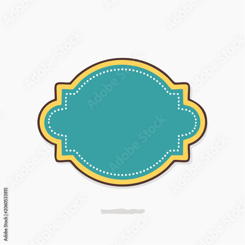 Ornate Teal and Yellow Label with Dotted Border