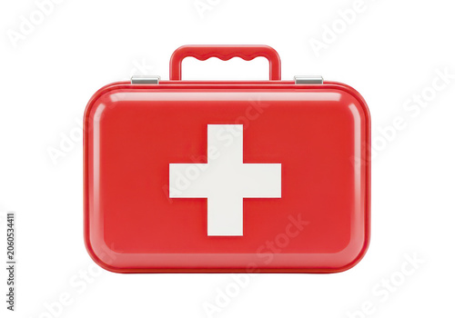 Canvas Print Red first aid kit with a white cross on the front