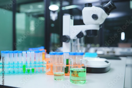 Laboratory with Microscopes and Chemical Solutions for Research Purposes