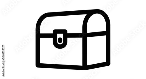 Treasure chest with a single keyhole on a flat metallic surface ready for secure storage or adventure themes.