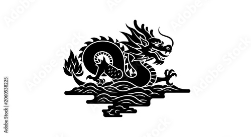 Fierce dragon with sharp claws and fiery breath depicted in dynamic motion for fantasy-themed illustrations.