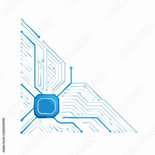Abstract Blue Circuit Board Design with Central Processor