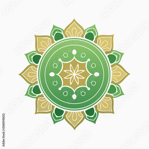 Green and Gold Mandala Design