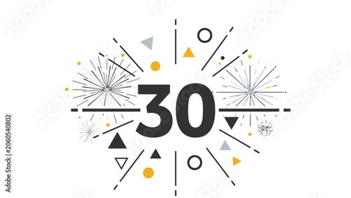 Bild auf Leinwand 30th Anniversary Modern Logo with Abstract Lines Shapes and Firework Bursts on I