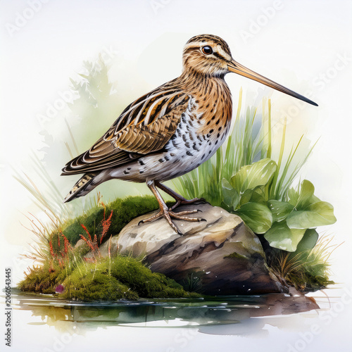 bécassine, gazon, oiseau, nature, faune, animal, sauvage, bec, brun, empennage, eau, chevalier, blanc, noir, aviaire, chanson, pluvier