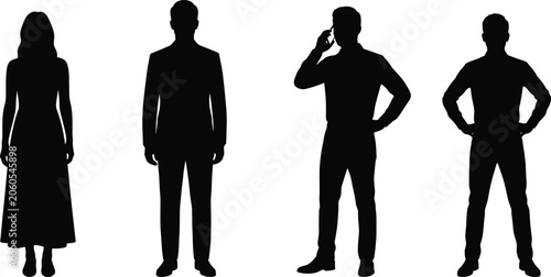 Fotografie Collection of business people silhouettes in smart casual and formal attire stan