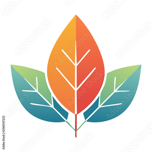 Colorful autumn maple leaf icon on transparent background