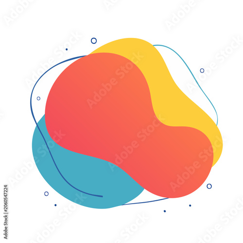 Colorful abstract overlapping blobs with curved lines