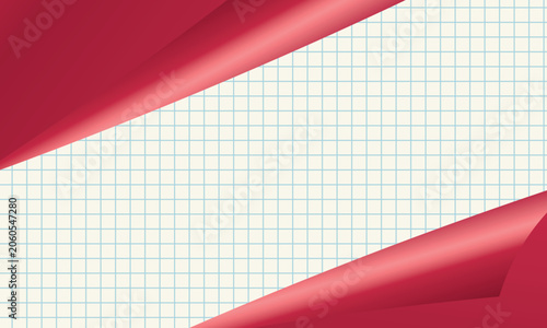 Red gradient corner frames on checkered background