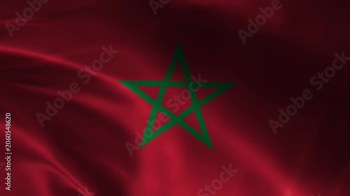 Morocco flag animation with realistic fabric texture and dramatic lighting