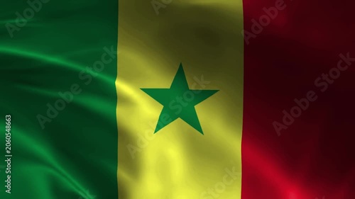 Senegal flag animation with realistic fabric texture and dramatic lighting