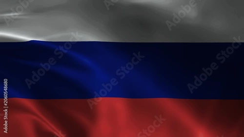 Russia flag animation with realistic fabric texture and dramatic lighting