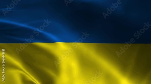 Ukraine flag animation with realistic fabric texture and dramatic lighting