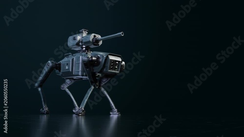 Futuristic robot dog dancing in motion
