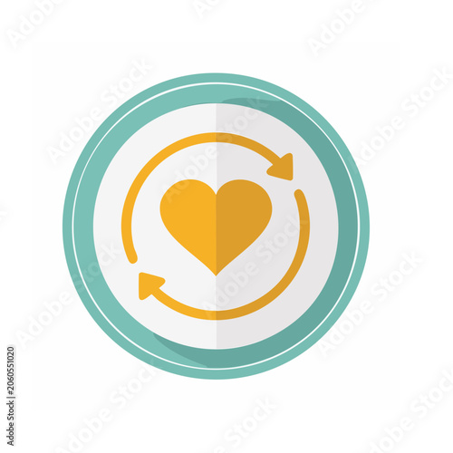 Flat design heart with circular arrows icon