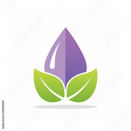 Flat design leaf and water drop icon