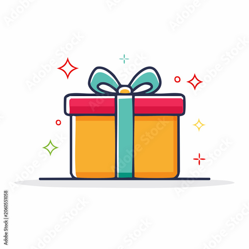 Gift Box with Ribbon and Sparkles