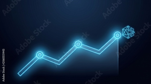 AI technology growth chart with digital brain icon