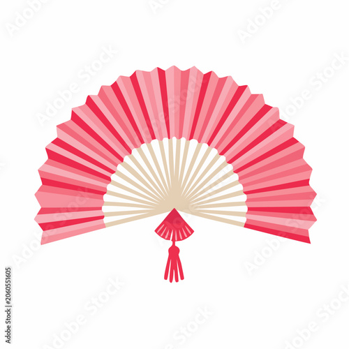 Pink Folding Fan with Tassel
