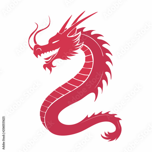 Red Chinese Dragon Silhouette