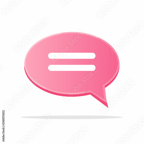 Pink Speech Bubble Icon with Horizontal Lines