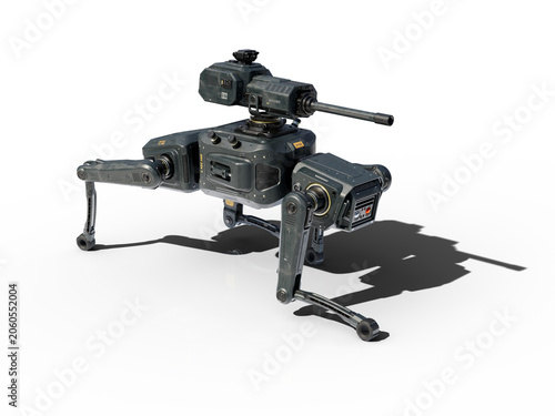 Foto Tactical quadruped robot with cannon