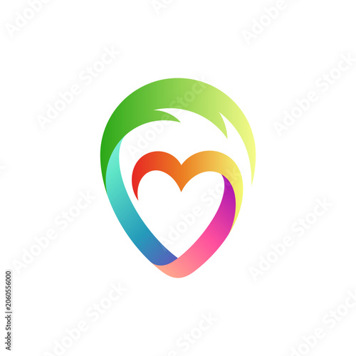 Heart logo with palm tree