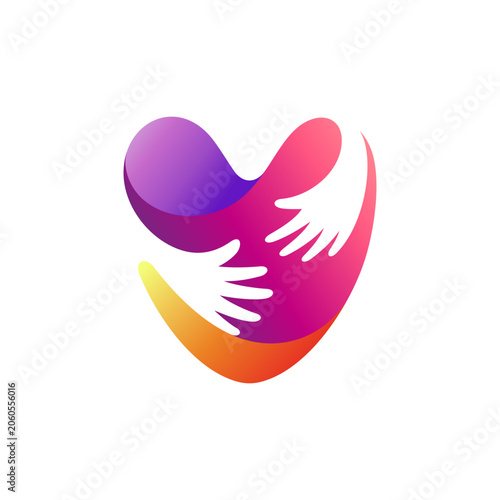 Logo of hands hugging heart