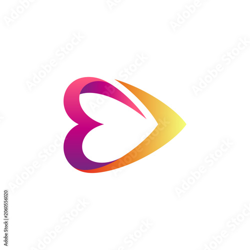 Heart logo combination with arrow shape